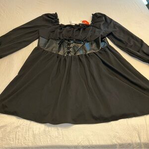 Black Long Sleeve Dress with Faux Leather Detail Cider Brand 3XL NWT